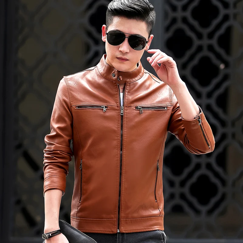 

2018 new style fashion wear classic high quality men's pu bonded fleece jacket coat with zipper decroation