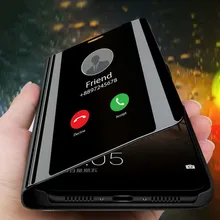 Умный зеркальный флип-чехол для телефона samsung Galaxy S8 S9 S7 S6 Edge Plus для samsung A8 A7 A5 A3 прозрачный чехол