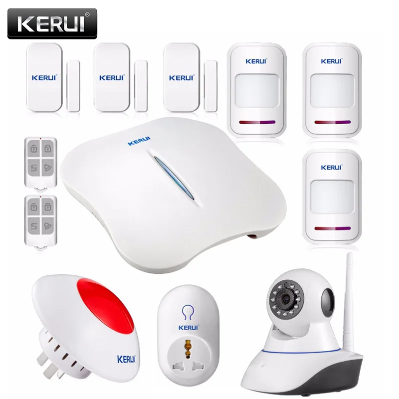 KERUI W1 WiFi Беспроводная PTSN Голосовая домашняя охранная сигнализация IOS Android приложение управление с ip-камерой умная розетка - Цвет: Kit13