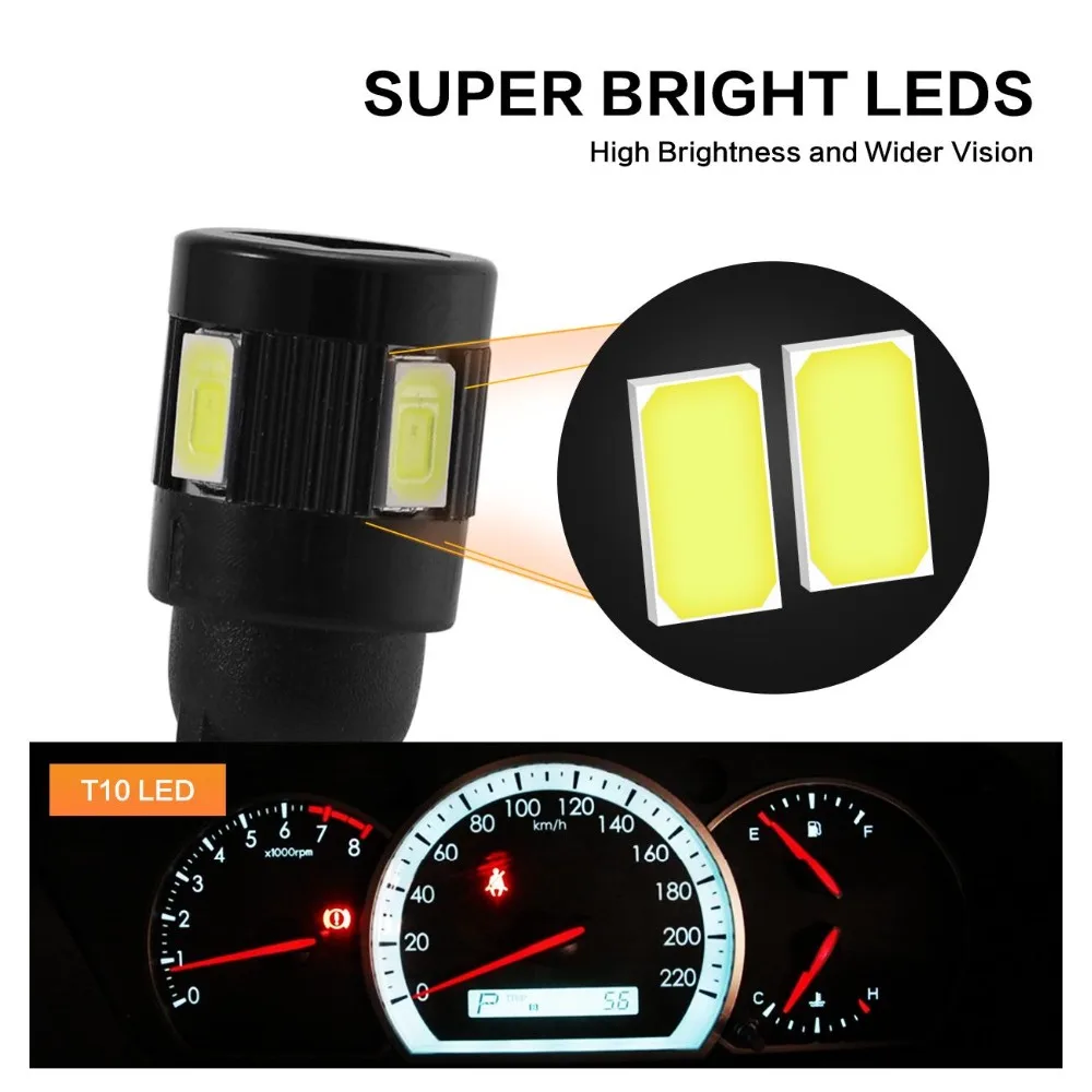 Oslamp T10 W5W Автомобильный светодиодный светильник лампы SMD 5630 белый цвет зазор s