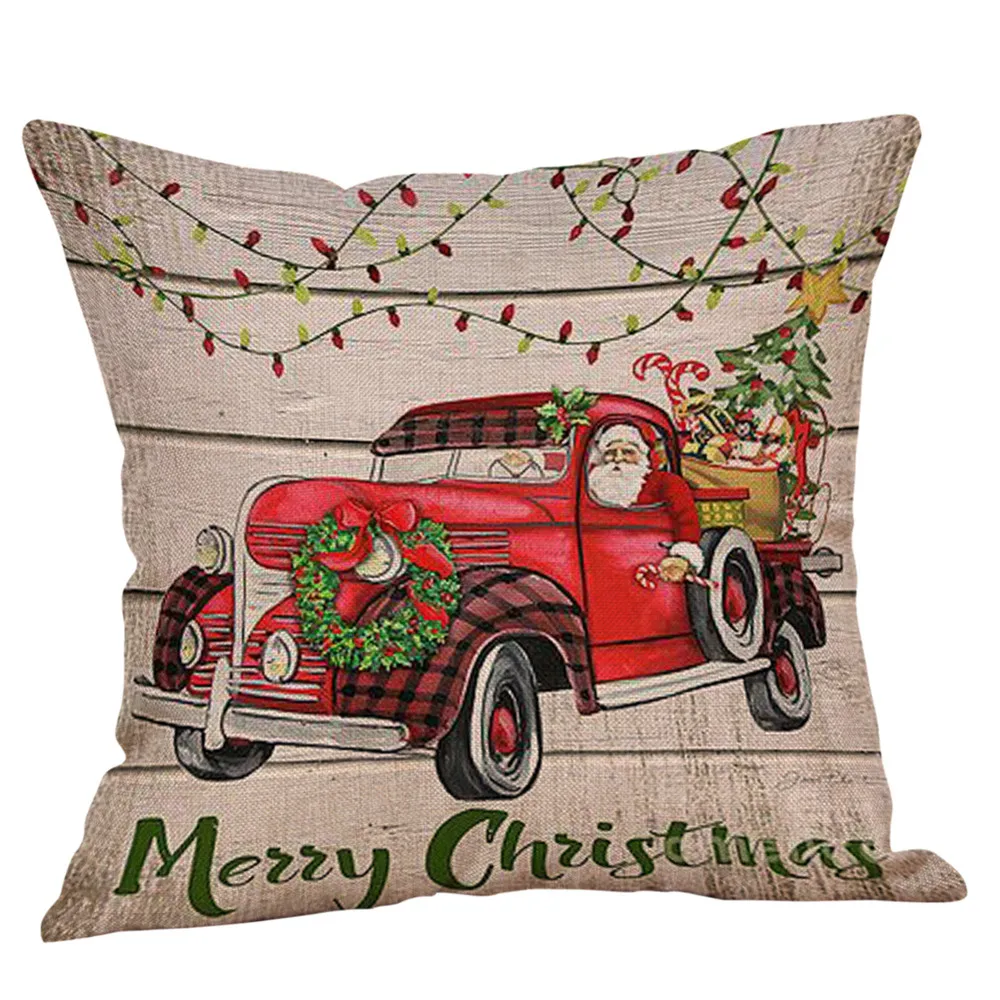 

Cushion Cover Decorative Pillows Happy Christmas Pillow Cases Linen Sofa Cover Home Decor Pillow Case Pillow Cover Kussenhoes