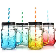 Kreative gradienten mason wasserflaschen 550 mlWith abdeckung gast transparent glastasse Mode studenten glas Kostenloser Versand