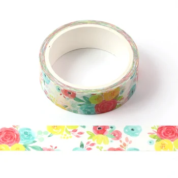 

1X Washi Masking Tape colorful Flower Paper Masking Tapes Japanese Washi Tape Diy Scrapbooking Sticker, 15mm x 5m