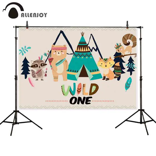 Allenjoy wild one photography backdrop Indian fox animal tent birthday party background Children photocall photobooth props new