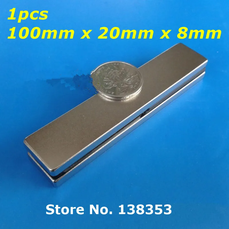 1pcs Bulk Super Strong Neodymium Rectangle Block 100mm x 20mm x 8mm N35 Rare Earth NdFeB