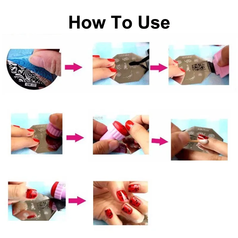 Conjunto da Arte do Unha Placa de Selo Ferramentas da Arte do Unha Plástico Transparente Polonês Faça Você Mesmo Unha Manicure Stamping Template Imagem Profissional 10 Pcs 17 Nail Manicure Ferramentas Da Arte do Prego