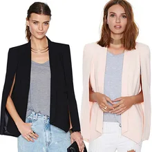 New Ladies Women Long Sleeve Lapel Cape Poncho Office Jacket Cloak Blazer Suit Coat KR2