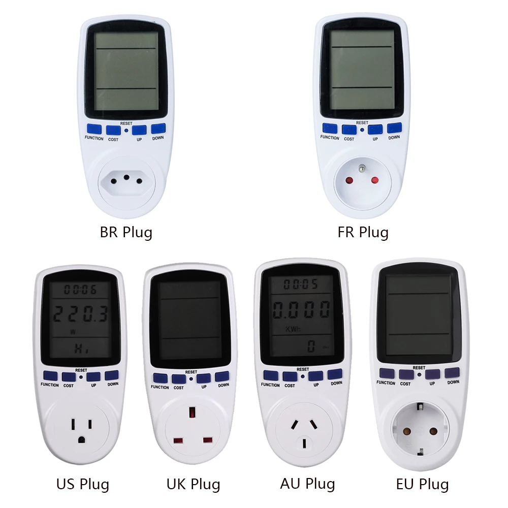 

Digital Wattmet Power Meter Energy Meter Voltage Wattmeter Power Analyzer Electronic Energy Meter Measuring Outlet Socket US EU