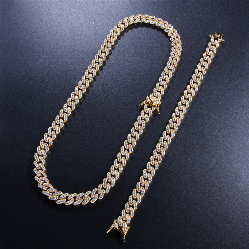 Хип-хоп 8 мм AAA CZ Bling Iced Out кубического циркония браслет ожерелье из камней правильной геометрической формы теннис кубинская цепь браслеты мужские ювелирные изделия