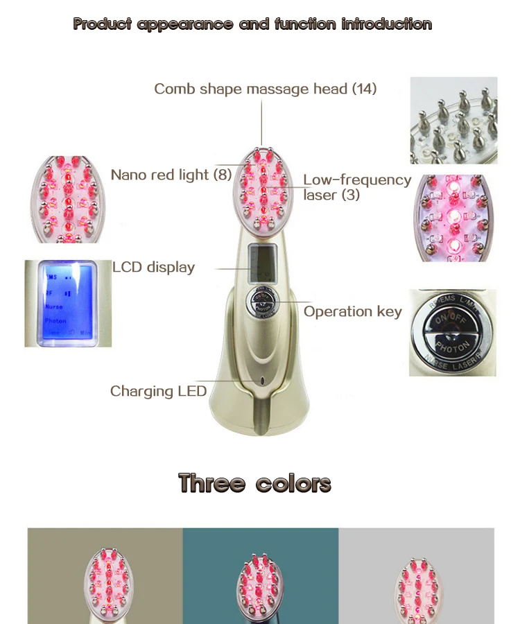 Электрический RF лазерный микропоток EMS лазерный светодиодный фотонный Массажер для роста волос Расческа для восстановления волос лечение выпадения волос высокое качество