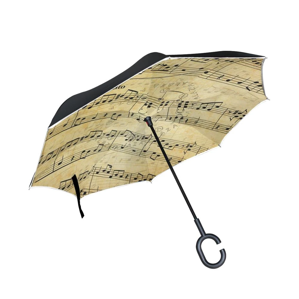 Susino paraguas inverso Stick paraguas de música al revés mujeres Seti UV paraguas negro hombre de doble capa paraguas|Paraguas|