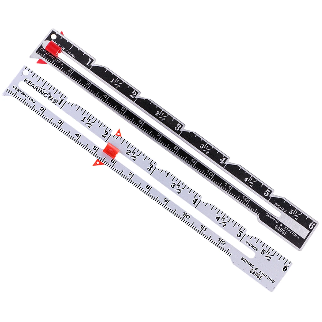 2Pcs Metal Sewing And Knitting Gauge Garment Pattern Dress Making Ruler