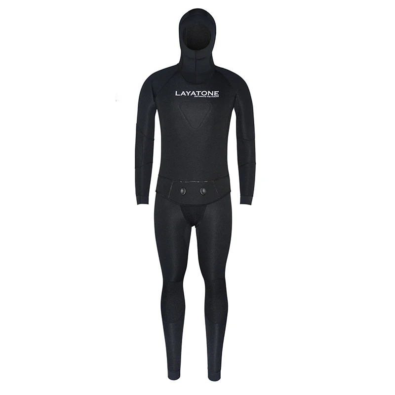 Layatone Wetsuit Men 7mm Neoprene Diving Spearfishing Suit Two Piece Hooded Water Underwater