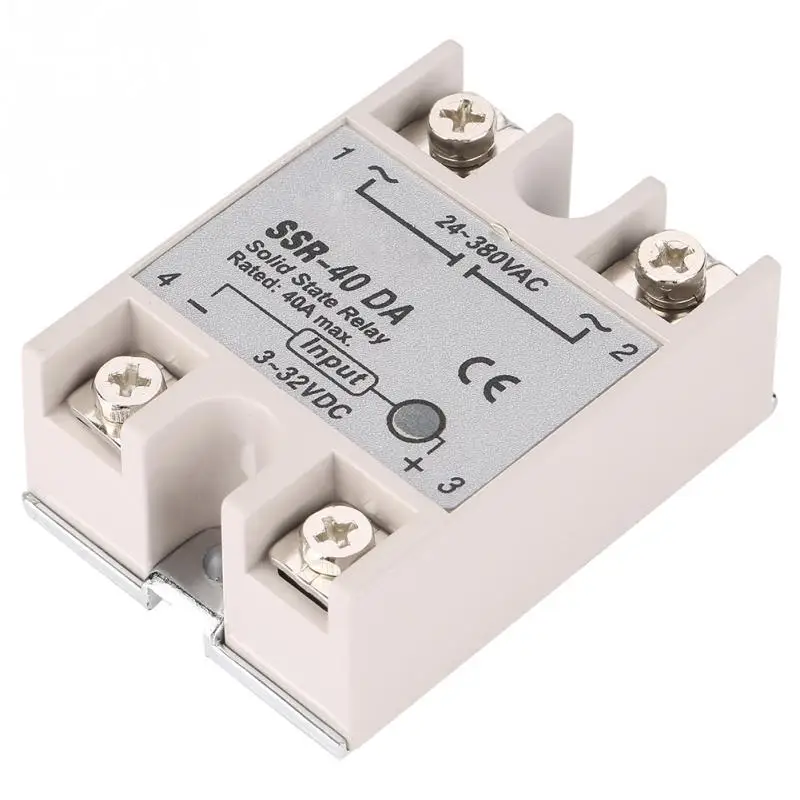 

SSR-40DA 40A Single Phase DC-AC Solid State Relay Input 3-32V DC Output 24-380V AC