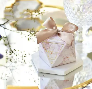 

50pcs New Arrival Pink Flower Style Wedding Favors Candy Box Bomboniera Party Supplies Chocolate Box Thank You Gift Box