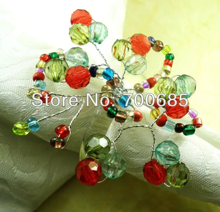 acrylic beades flower napkin ring wholesale holder wedding glass beads | Дом и сад