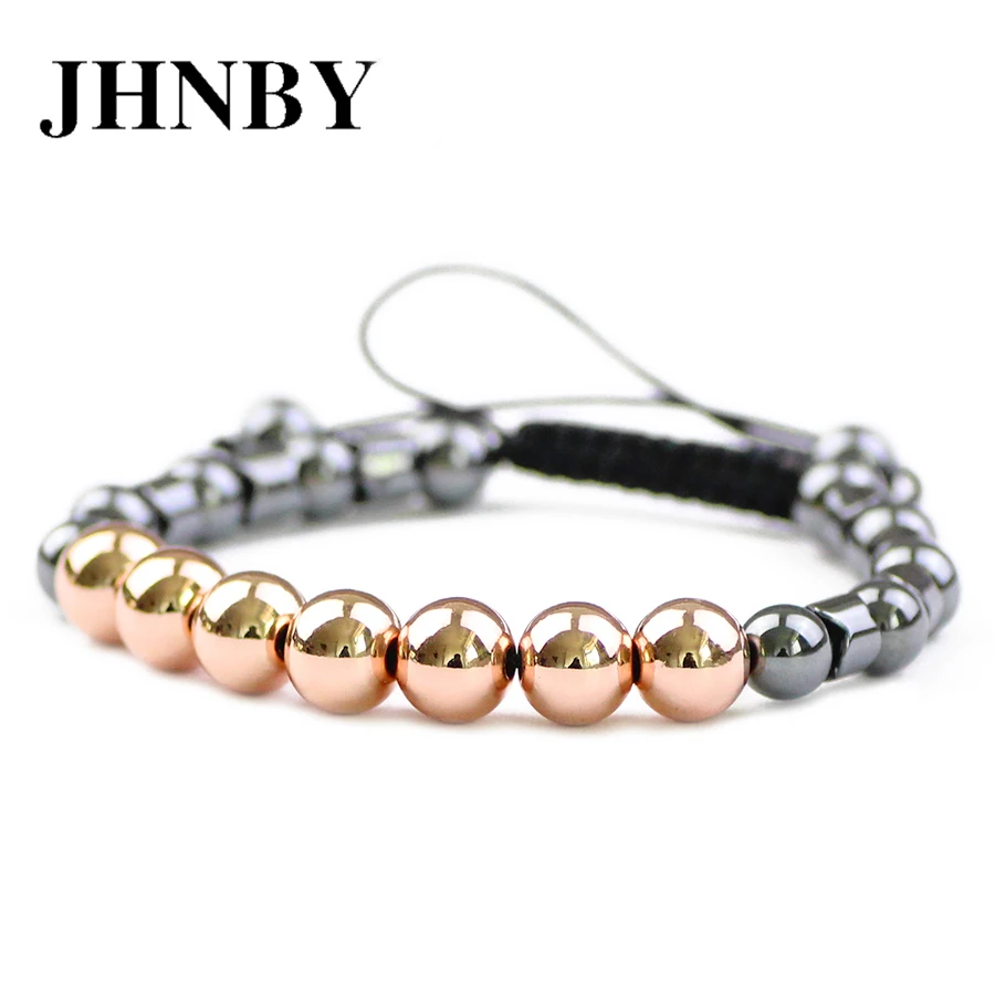 JHNBY Lucky Ball Braided Rope Men Bracelet 6/8mm Charms Hematite Beads Fashion Women Copper Bangle Jewelry Pulseira Masculina | Украшения и