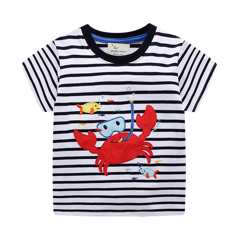 Детская летняя одежда футболка для маленьких мальчиков с принтом акулы новые летние детские шорты для мальчиков одежда с рукавами футболки для мальчиков - Цвет: C6351