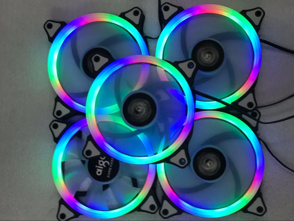 

Aigo Aurora rainbow fan LED ring-shaped of solar eclipse 120mm Desktop PC Computer Cooling Cooler Silent Case Fan