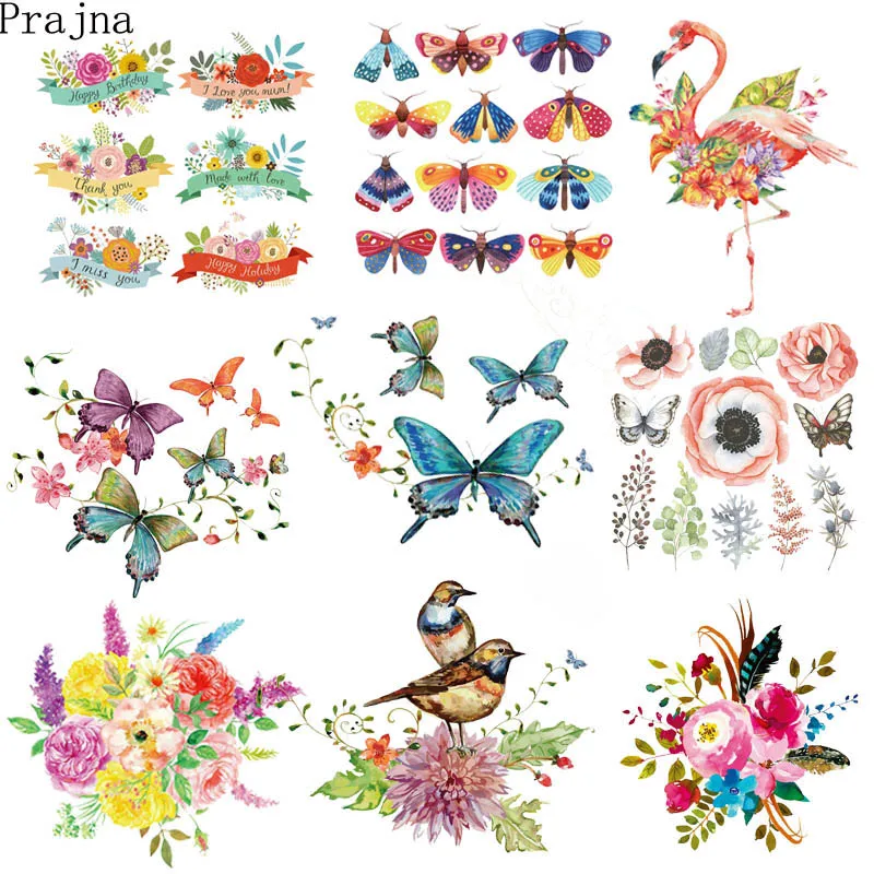 

Prajna Butterfly Flower Iron Transfer Sticker Thermal Heat Transfer Vinyl Patch Iron On Transfers Patches For Clothing T shirt