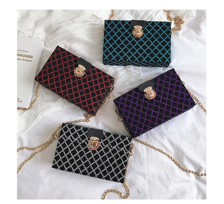 Блесток накрест коробка Стиль женский модный клатч сумка Сеть кошелек Crossbody Сумка для Для женщин подвеска на сумку женский Pu сумка