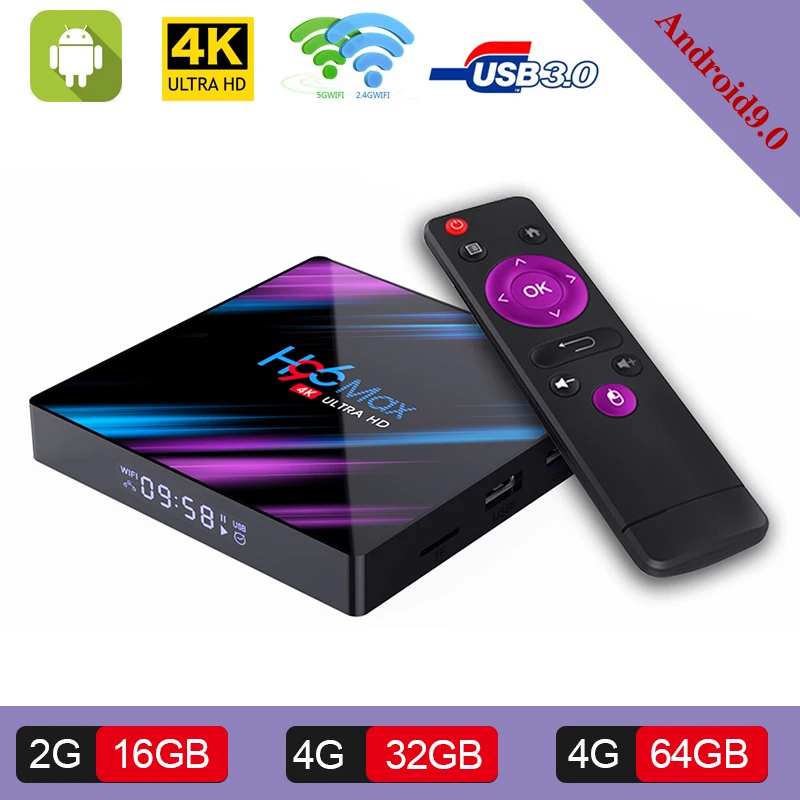 

NEW products H96max 4 GB 32GB Android 9.0 Smart TV BOX Rockchip RK3318 2.4G/5G Wi-Fi H.265 1080 p 4 K USB3.0 TV BOX