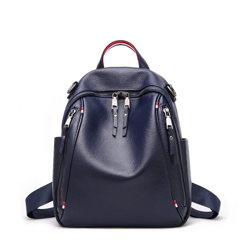 Moxi женский рюкзак из натуральной кожи, Женский школьный рюкзак, сумка для колледжа, простой дизайн, повседневные Рюкзаки, Mochila, консервативный стиль - Цвет: blue