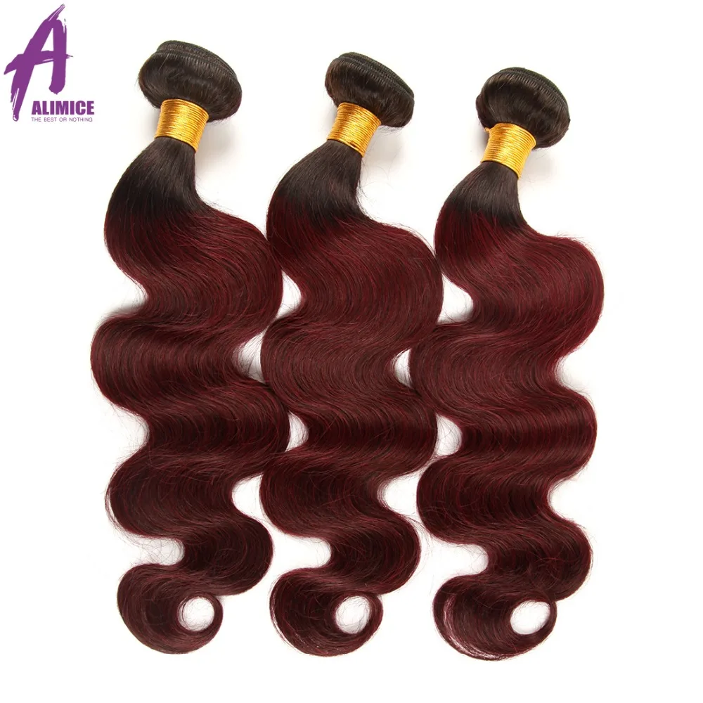 Alimice Hair Ombre Brazilian Body Wave 3 Bundles With Closure 1B99J Ombre Human Hair Bundles With Closure Remy Hair 4PcsLot (16)
