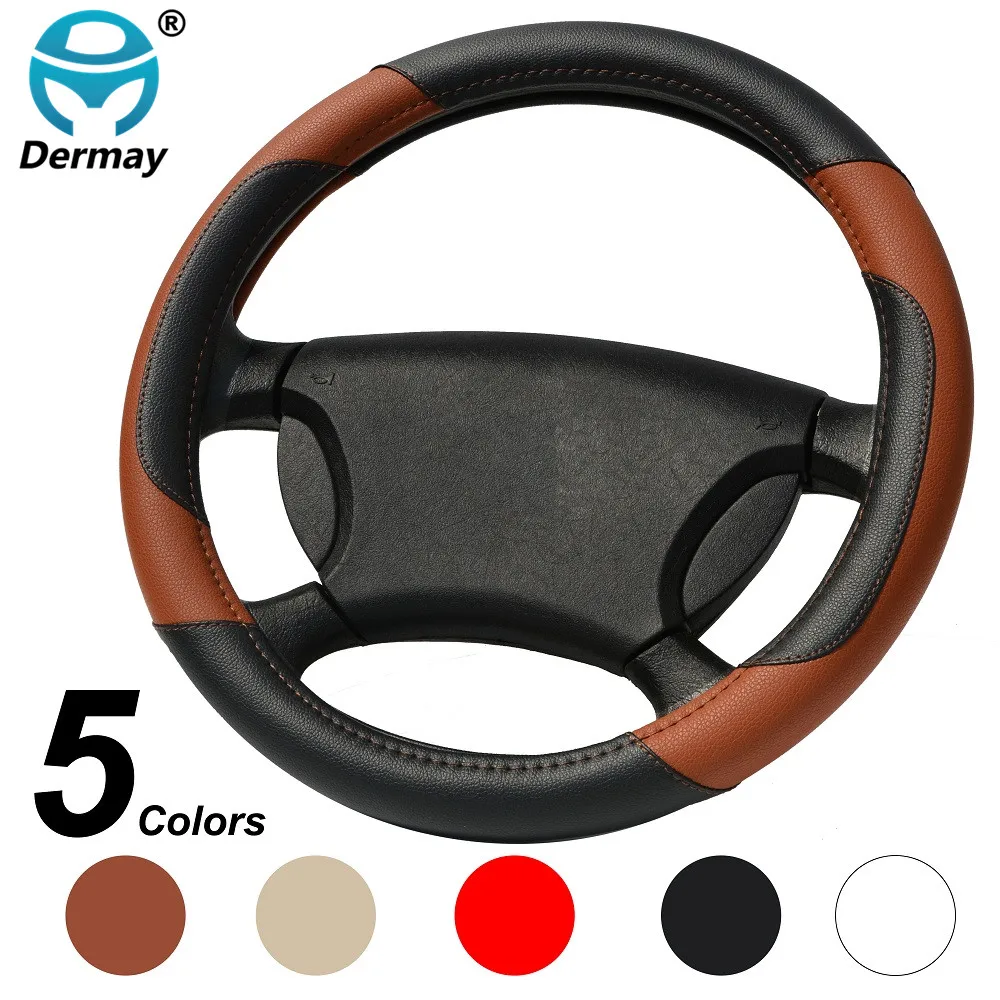 

DERMAY Car Steering Wheel Cover Micro Fiber Leather M size For Kia ford vw peugeot lada skoda etc. Outer Diam 37-38.5cm wheel