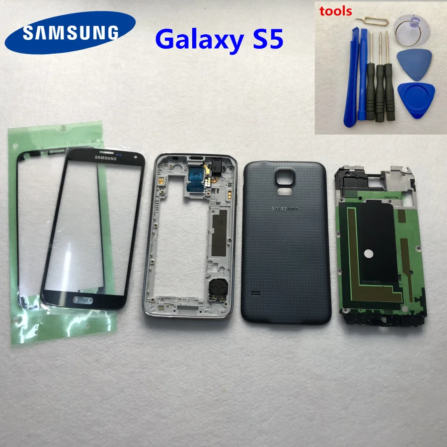 Чехол для Samsung Galaxy S5 i9600 G900F полноразмерный корпус средняя рамка Крышка