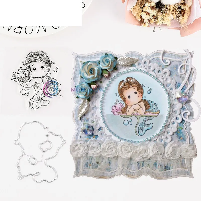 

girl Transparent Clear stamp and Metal cutting dies DIY Silicone Seals Scrapbooking / Card Making/Photo Album Decoration