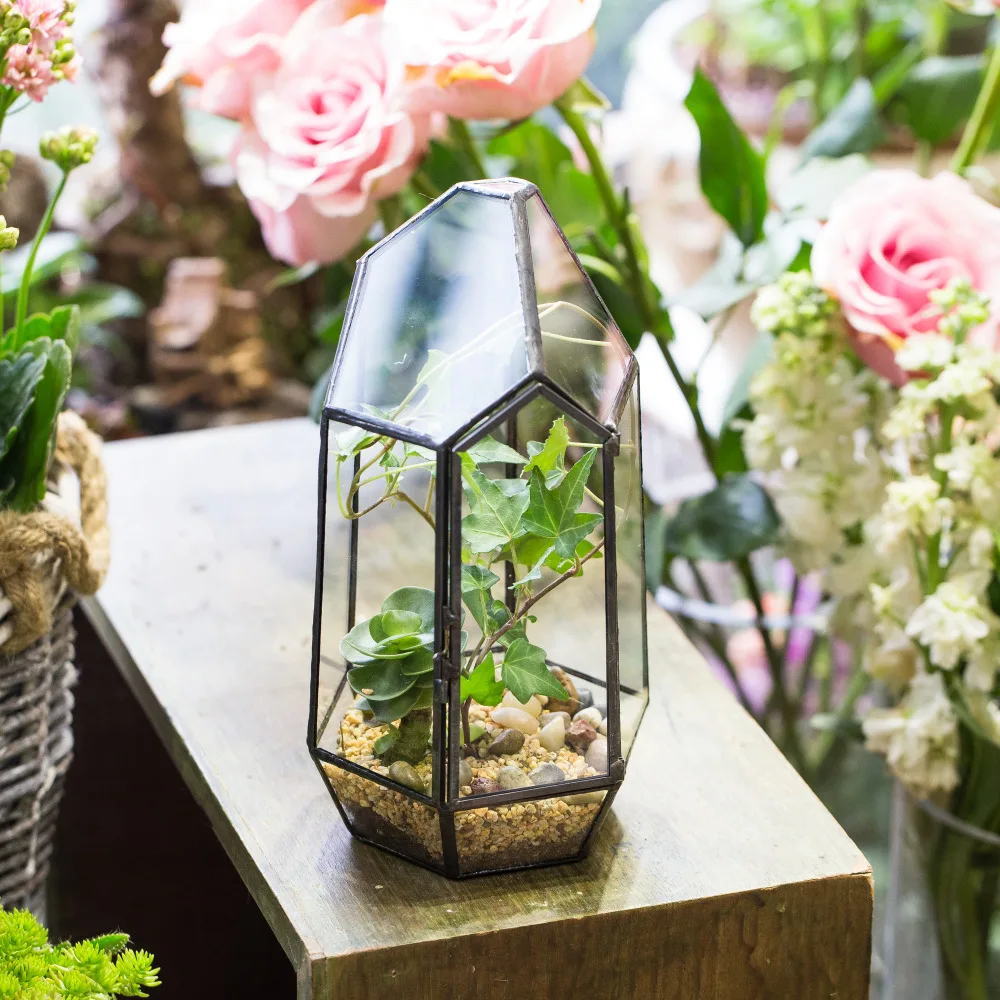 moderno geométrico terrário jardim fadas miniaturas vitoriano vintage grande vaso