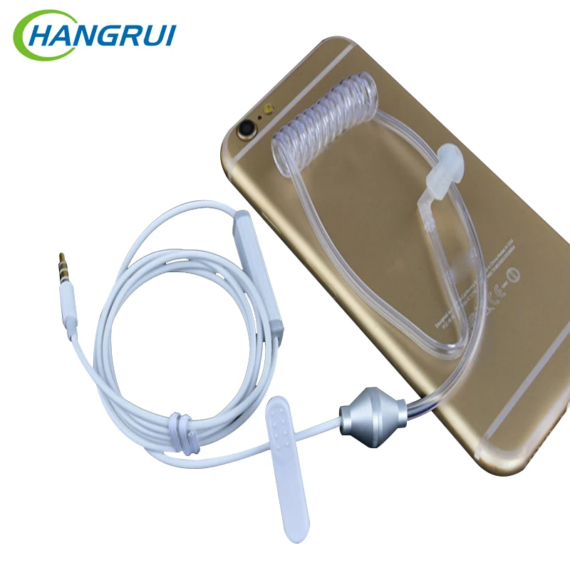 

Hangrui Ear Hook Single Earphone fone de ouvido Anti Radiation Air Spring Duct Headset With Mic 3.5mm Imitation Agent Earbuds