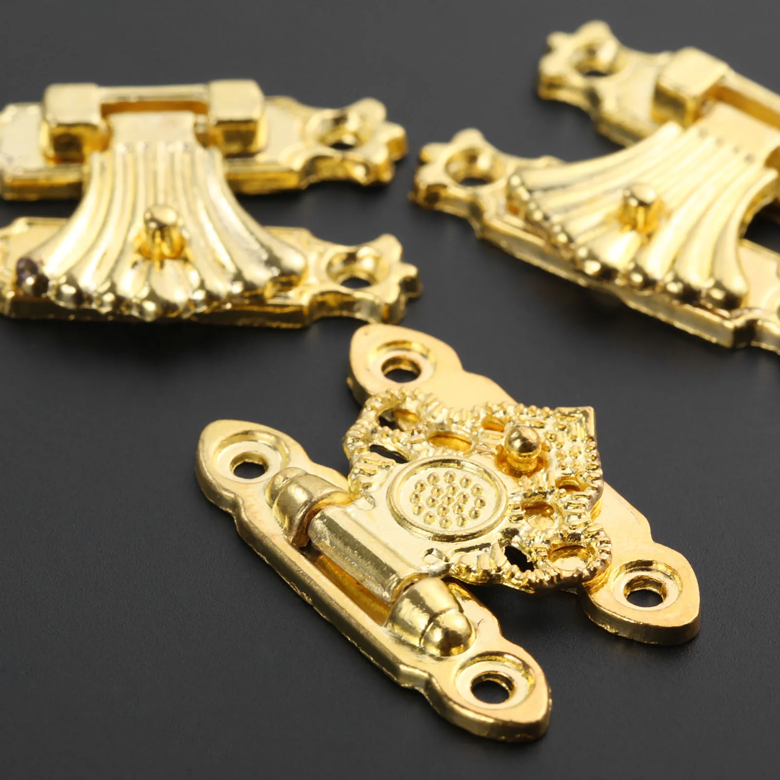 37x24mm Box Latch Clasps Antique Alloy Jewelry Box Padlock Hasp Locked Bronze Flower Wooden Wine Gift Handbag Parts