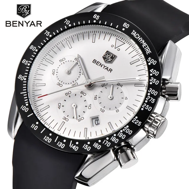 

BENYAR Men Watch Top Brand Luxury Male Silicone Strap Waterproof Sport Quartz Chronograph Military Wrist Watch Men Clock relogio