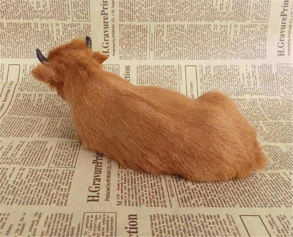 Fancytrader Pop Simulation Cow Model Toys Plastic Fur Mini Yellow Cattle Doll Gift Props 7