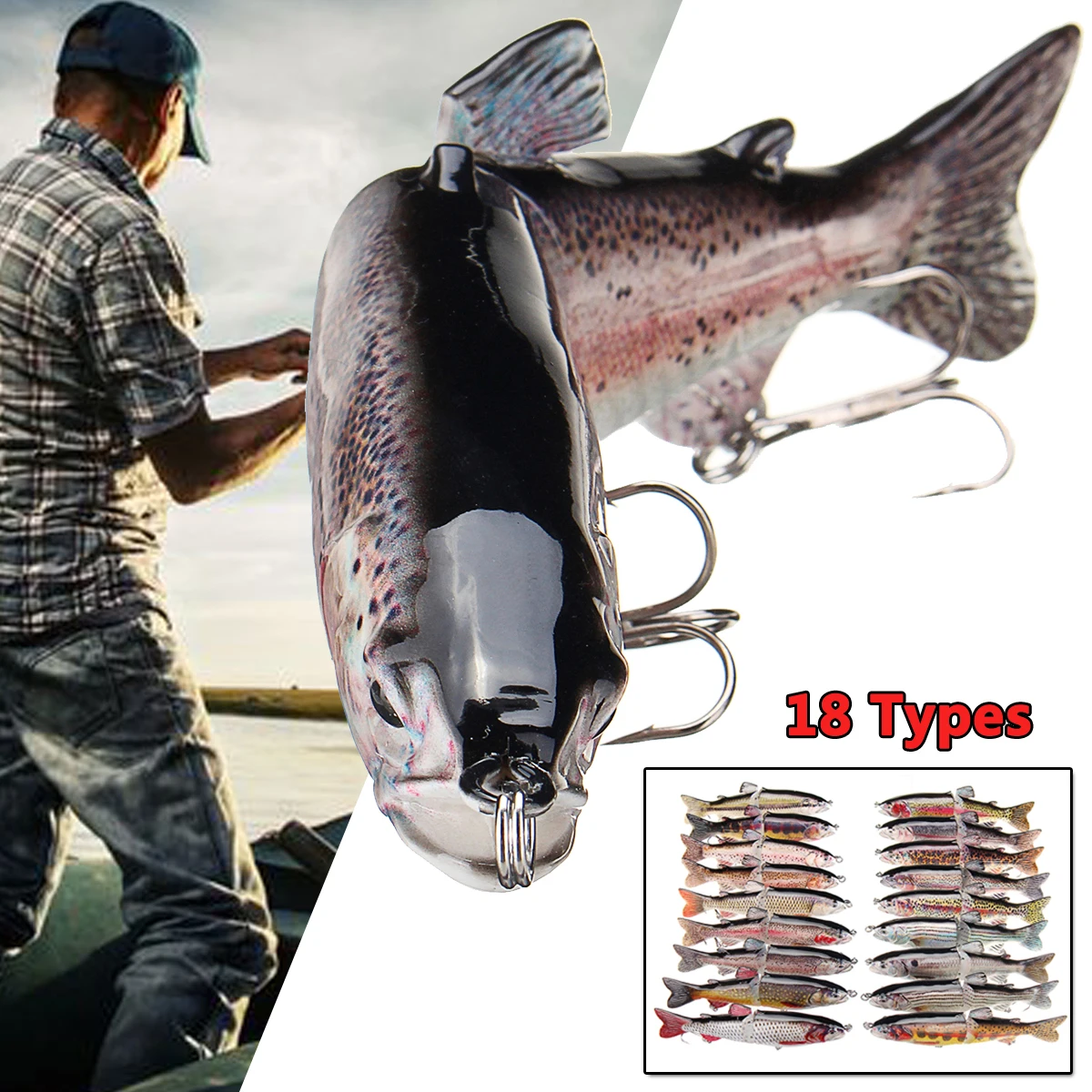 

18CM Fishing Lure Artificial Bait Muskellunge Muskie Musky Pike Lure Bait Swimbait Hard Jerk Bait Jointed Life-like