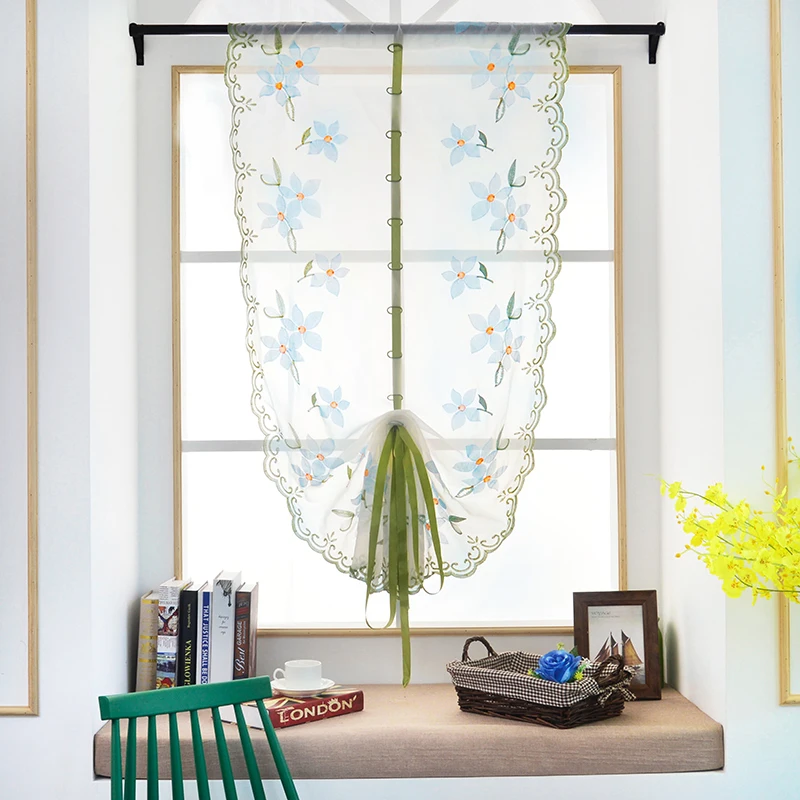 Roman Curtains Tulle Pastoral Floral Peach Blossomvoile