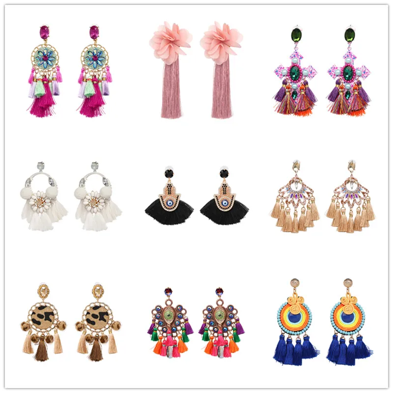 FASHIONSNOOPS серьги с кисточками для женщин хрустальные бусины ручной работы