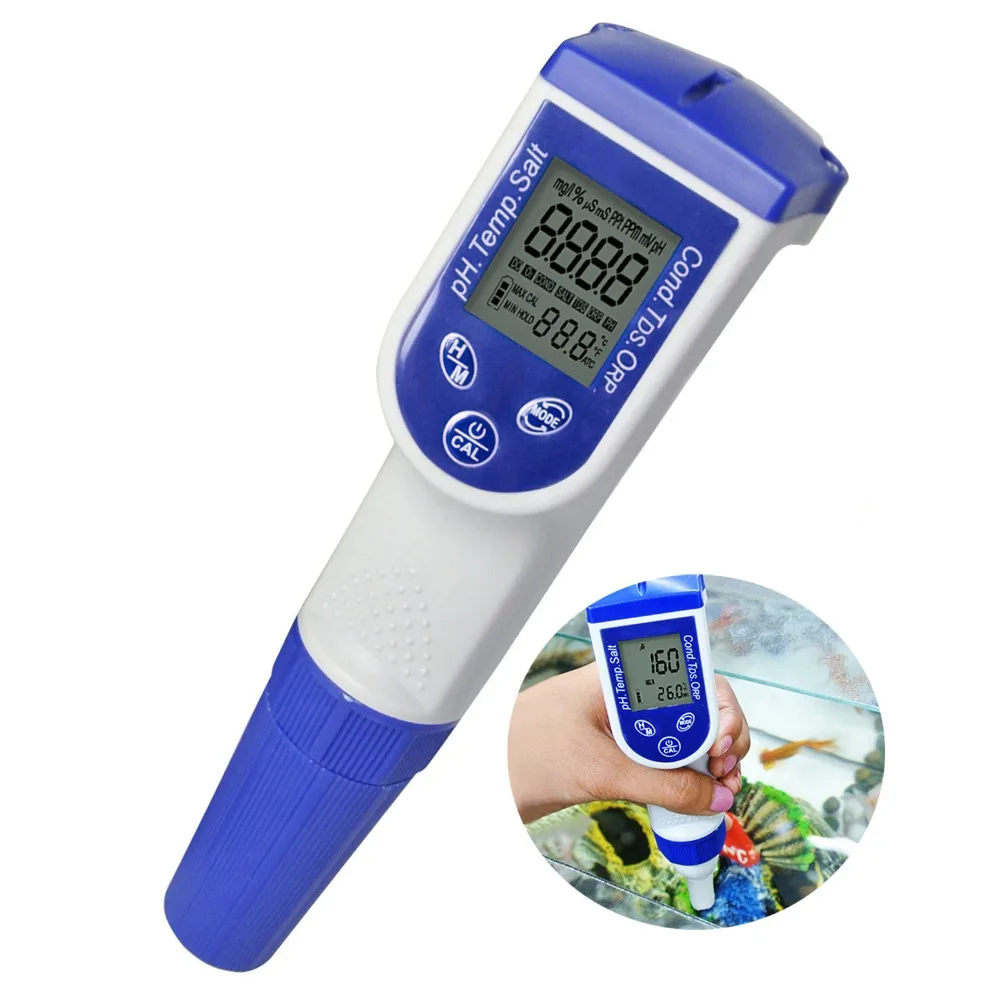 6 in 1 Water Quality Meter Tester IP57 Pen type, pH, Temperature