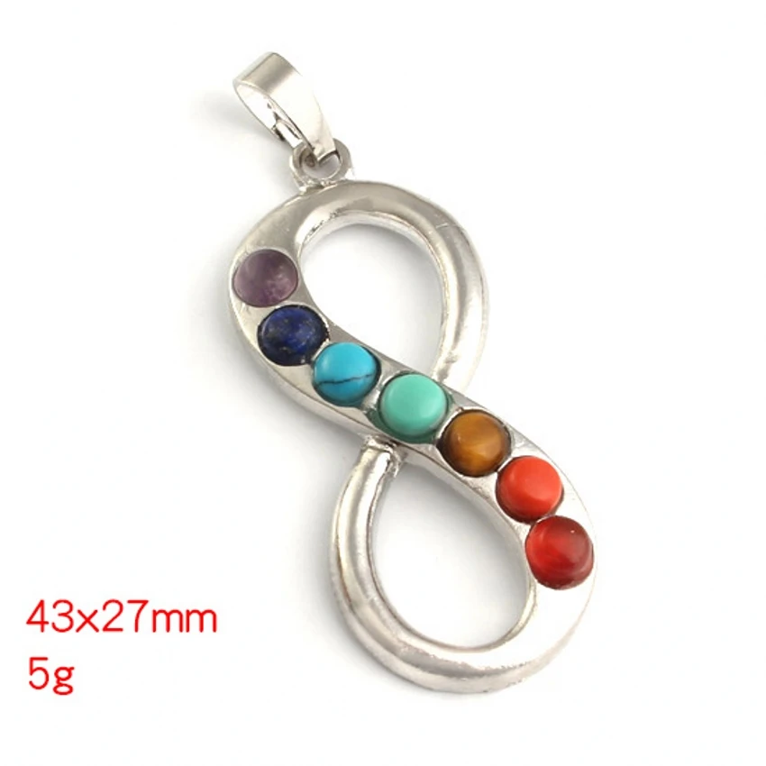

100-Unique 1 Pcs Charm Silver Plated Infinite Eight Shaped Chakra Healing Pendant Fashion Jewelry