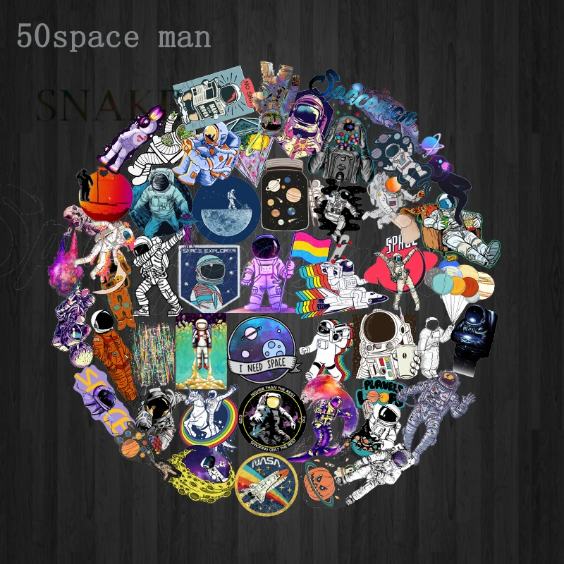 

50PCS Outer Space Stickers Toys for Children Alien UFO Astronaut Rocket Ship Planet Sticker to Scrapbooking Skateboard Laptop