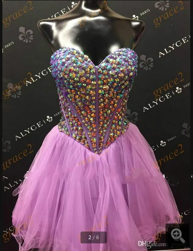 

2017 new arrival a line short Rhinestones shiny prom dress strapless with sweetheart neck petite prom gowns best selling