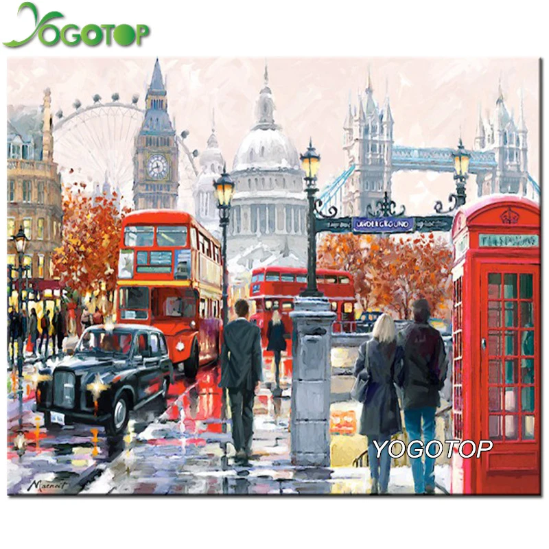 

YOGOTOP 5D Diamond Embroidery London street Diy Diamond Painting Cross Stitch Mosaic Crafts Square Diamond Pattern VS487