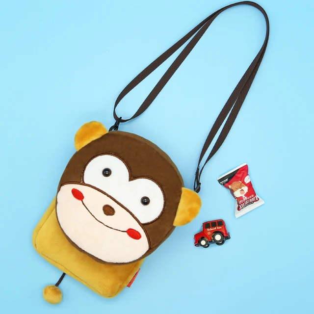 Kids Sling Bag Polyamide Cartoon Monkey Design Adjustable-strap