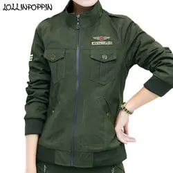 Для женщин военные Армейский зеленый куртка с погонами Новый 2018 женские армейские куртки Вышивка Для женщин s Повседневное Куртка карго