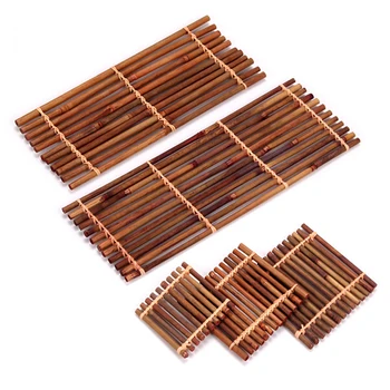 

bamboo Coasters pot pad tea pallet cup mat fruit plate posavasos kung fu tea Small raft tea decoration Insulation pads natural