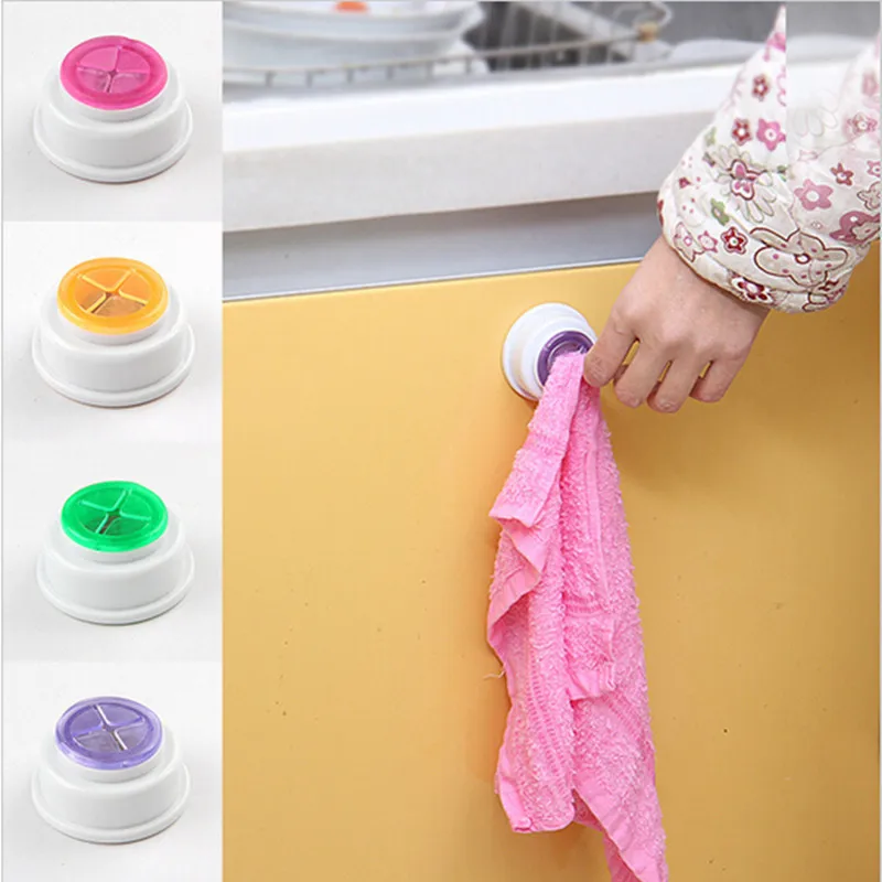 Round Plastic Towel Hooks Hanger Sucker Wall Bathroom Washroom Hanger