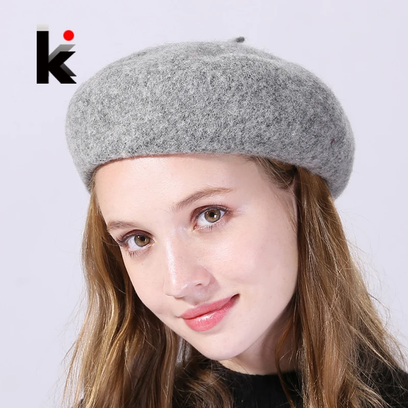2017 Autumn And Winter Beret Hat For Women Solid Wool Berets Cap Female