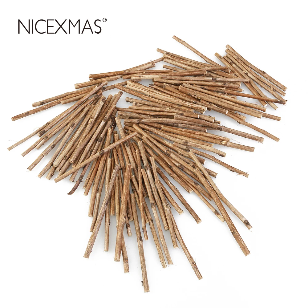 

NICEXMAS 100pcs 10CM 0.3-0.5CM In Diameter Wood Sticks DIY Crafts Photo Props For Home Garden Wedding Party Table Decoration
